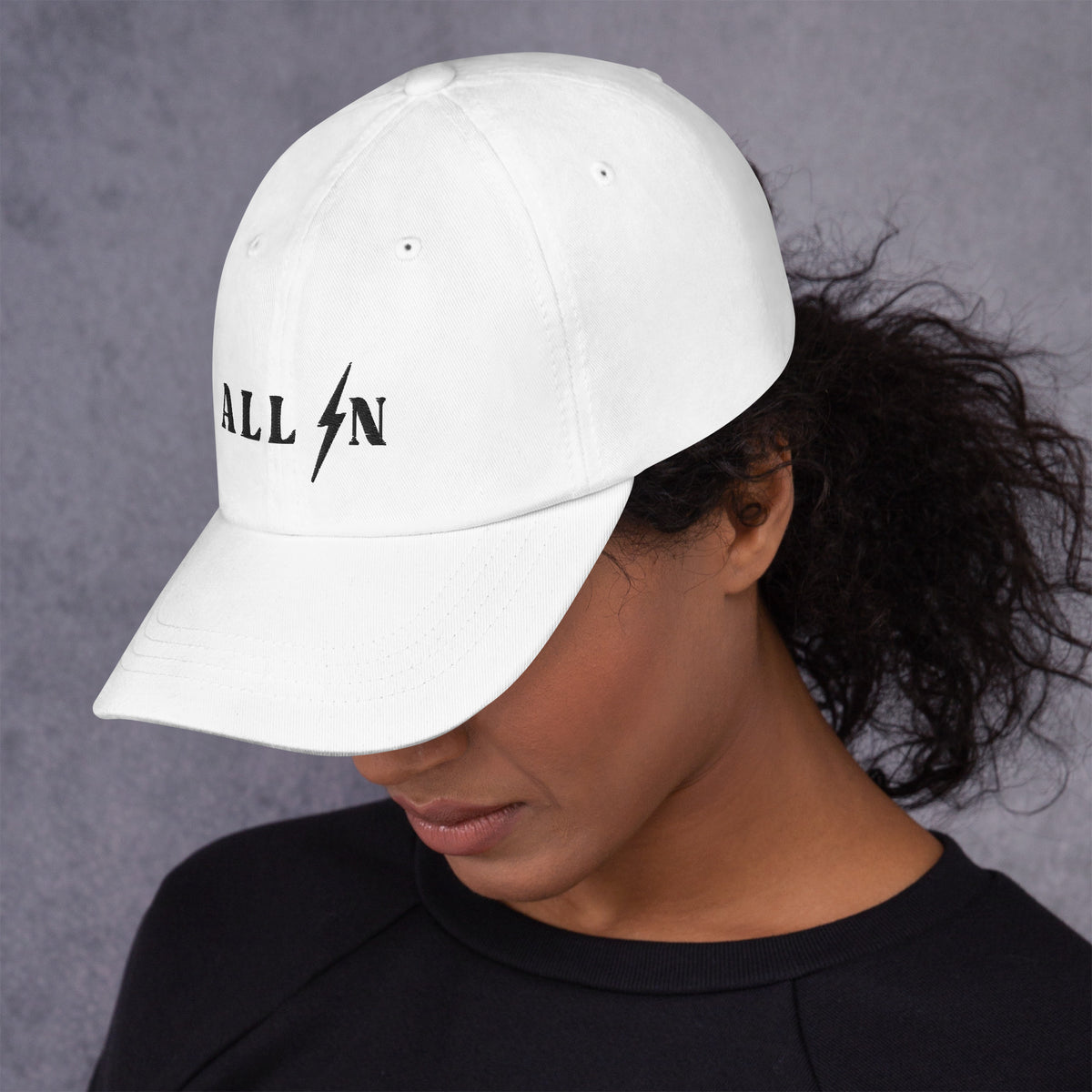 ALL IN black logo dad cap