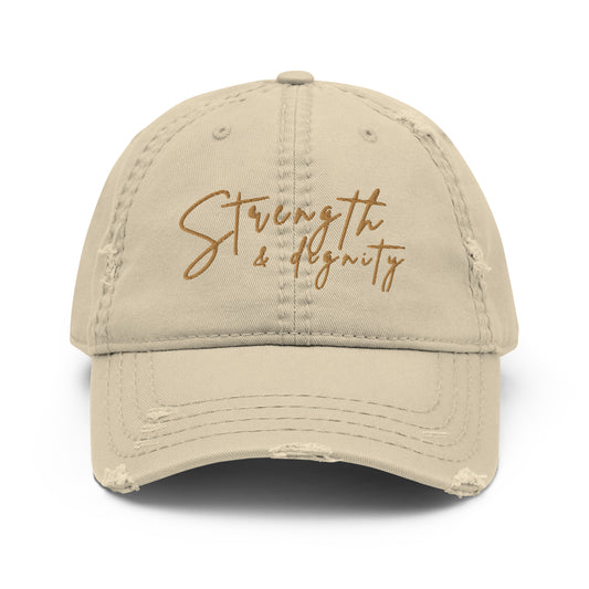 Strength & dignity distressed cap