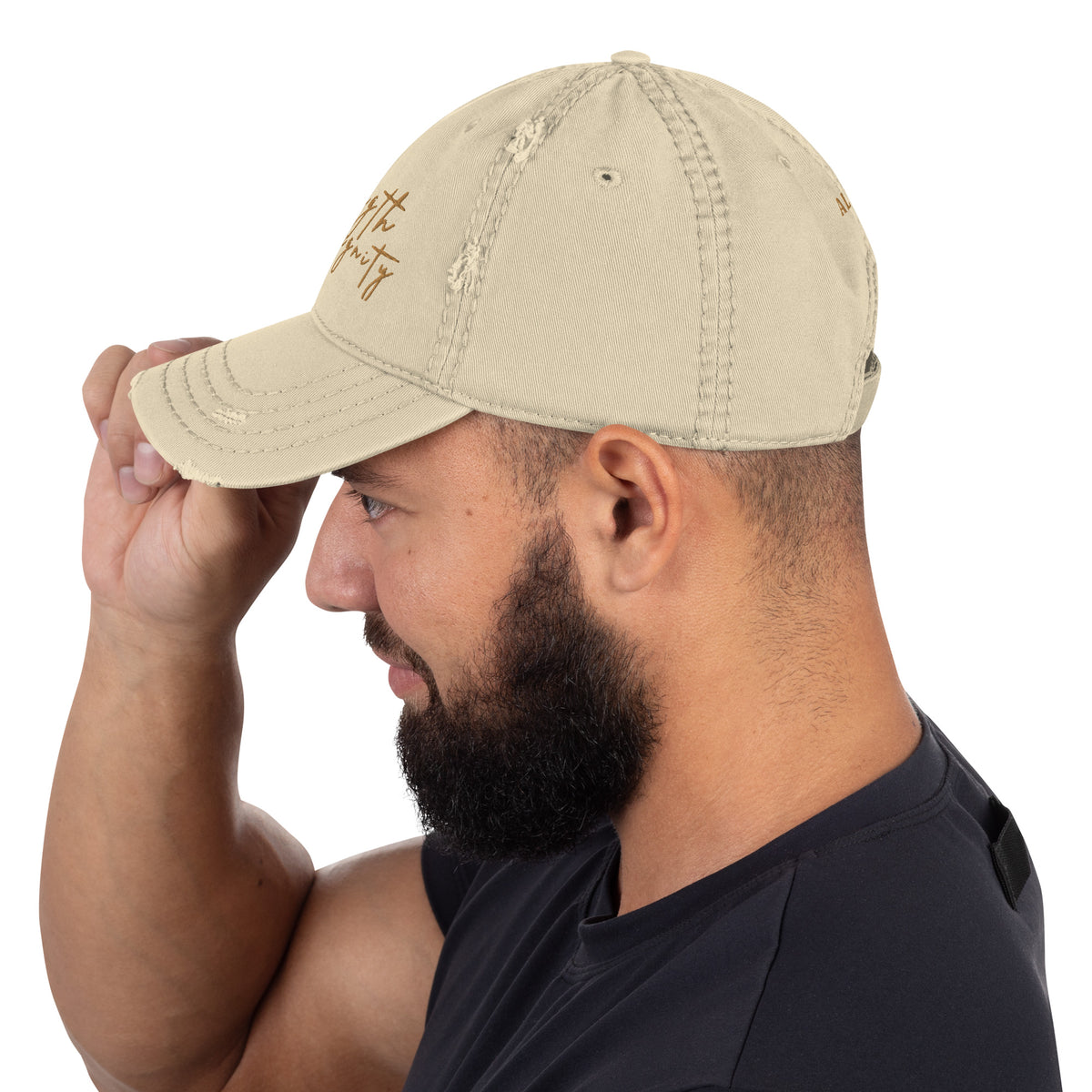 Strength & dignity distressed cap